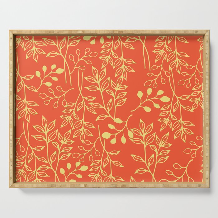 Yellow and orange spring pattern Serving Tray
