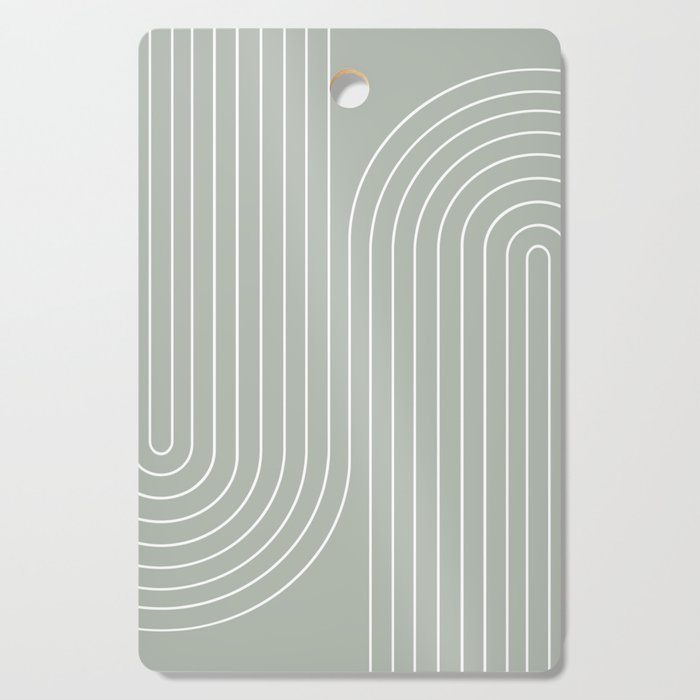 Minimal Line Curvature LXXXIX Pastel Sage Green Mid Century Modern Arch Abstract Cutting Board