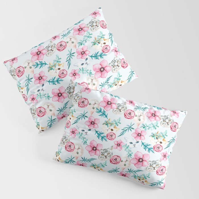 Find the Cats in flowers Pillow Sham