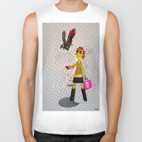 Miss Bella and Archibald his crow Biker Tank