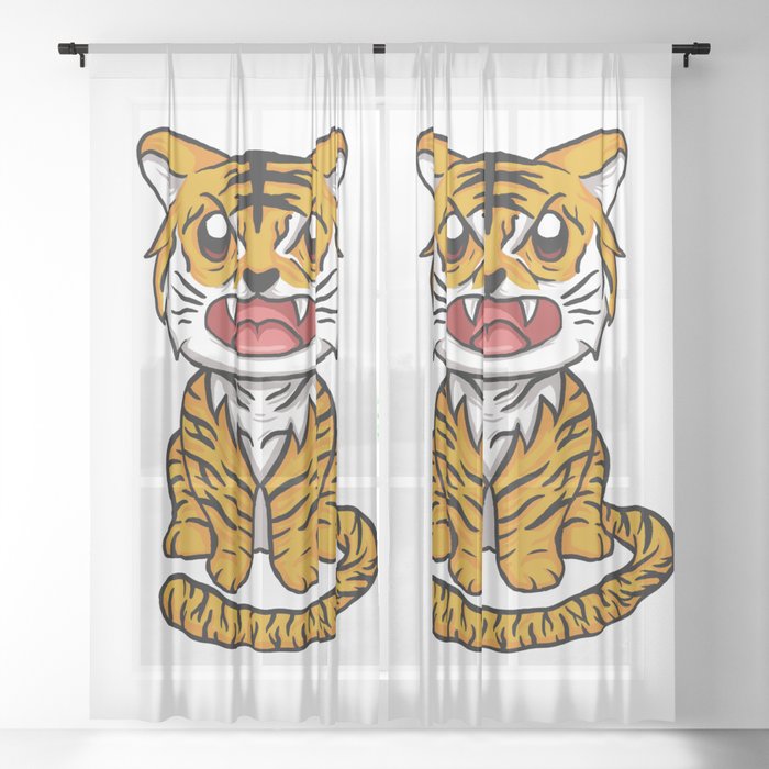 Kawaii Tiger Sheer Curtain