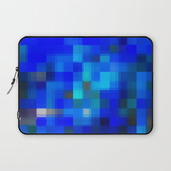 geometric pixel square pattern abstract background in blue Laptop Sleeve