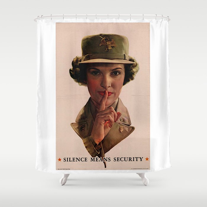 Vintage Poster Silence Means Security Shower Curtain