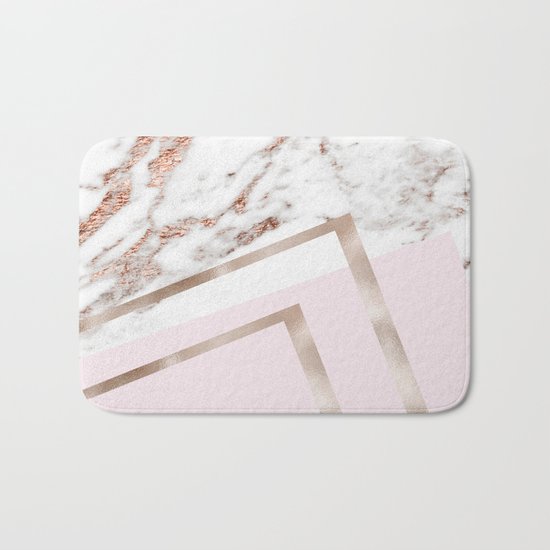 Geometric marble - luxe rose gold edition I Bath Mat