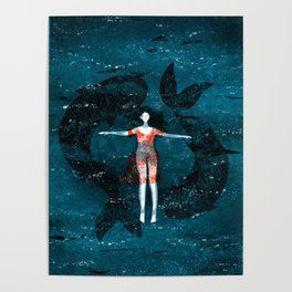Pisces. Deep ocean. Poster