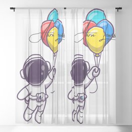 Signature Series| Astronaut Flying Balloons Sheer Curtain