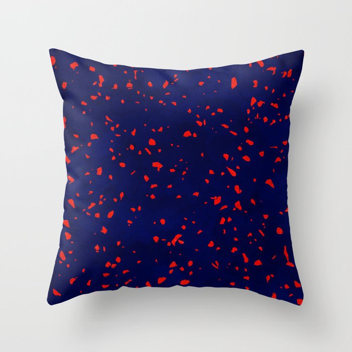 Terrazzo memphis blue galaxy orange Throw Pillow