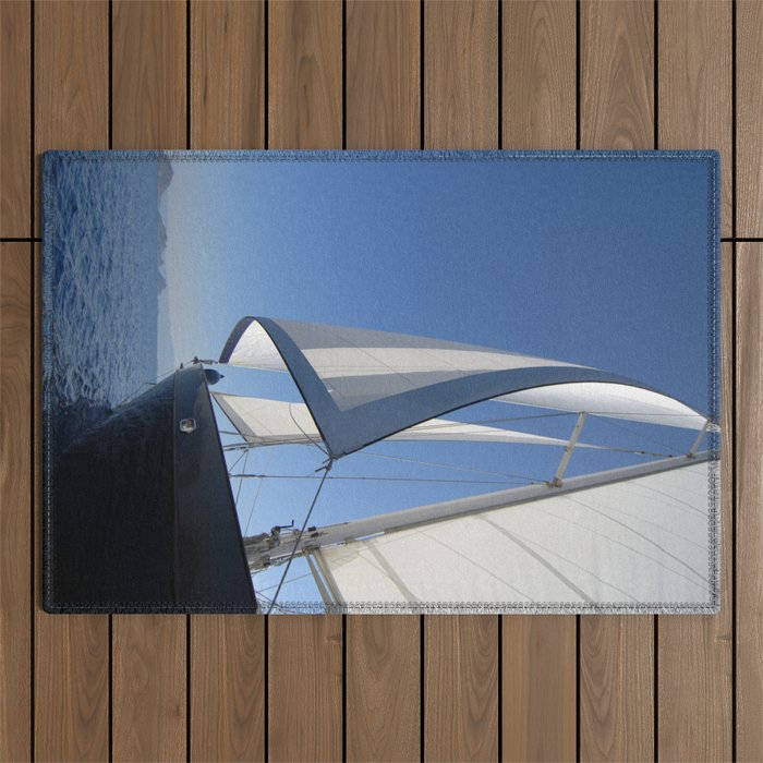 big sailboat sailing Outdoor Rug