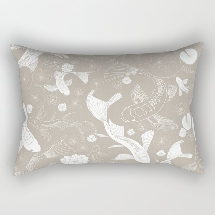 Taupe Koi Fish Rectangular Pillow