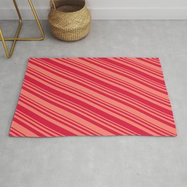 [ Thumbnail: Salmon & Crimson Colored Striped/Lined Pattern Rug ]