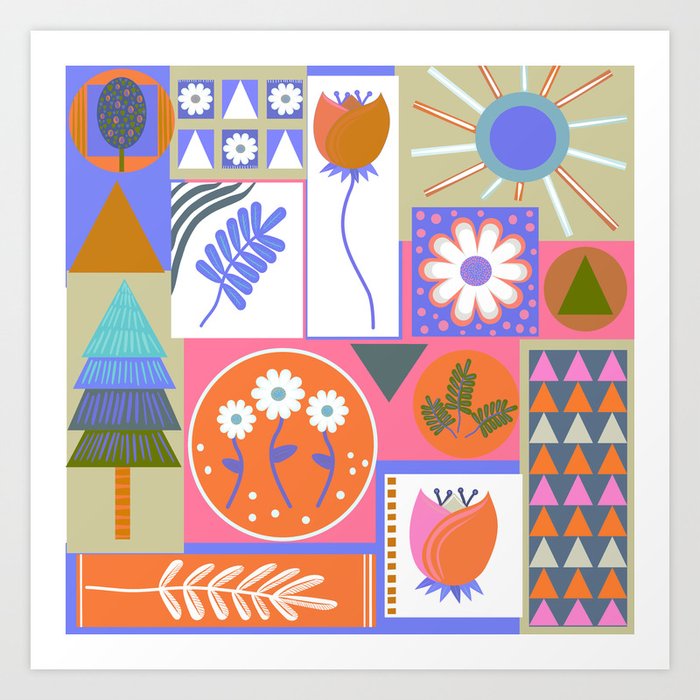 Geometrical Garden - Colorful Art Print