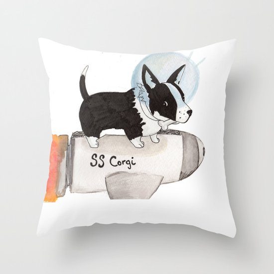 Space Corgi Throw Pillow