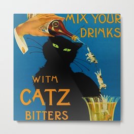 Mix Your Drinks with Catz (Cats) Bitters Aperitif Liquor Vintage Advertising Poster Metal Print