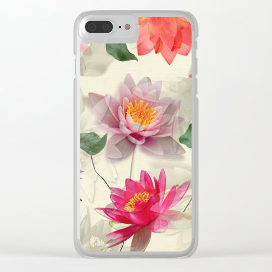 Lotus Flower Pattern Clear iPhone Case