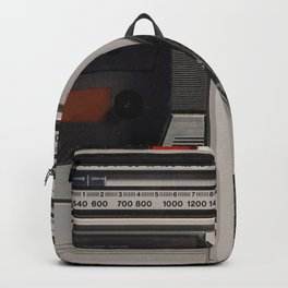 Retro outdated portable stereo radio cassette recorder from 80s. Vintage     Backpack