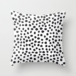 Hand Drawn Polka Dots, Spots Black &  White Throw Pillow