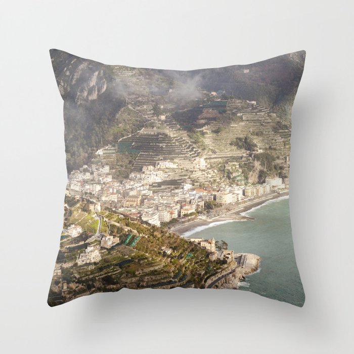 Amalfi Coast from Above  |  Travel Photography Throw Pillow