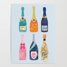 Champagne Bottles - Blue Ver. Poster