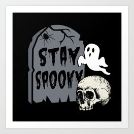 Halloween tombstonbe with ghosts spooky Art Print