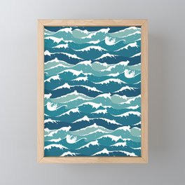 Cat waves pattern Framed Mini Art Print