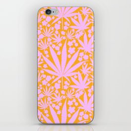 Mid Mod Cannabis And Flowers Pink And Orange iPhone Skin
