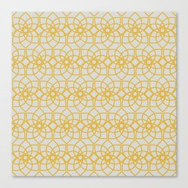 Geometric Flower Repeating Digital Pattern Design - Goldenrod Canvas Print