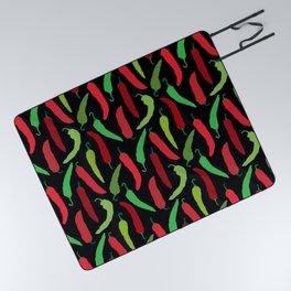 New Mexico Christmas Hatch Chiles in Black Picnic Blanket