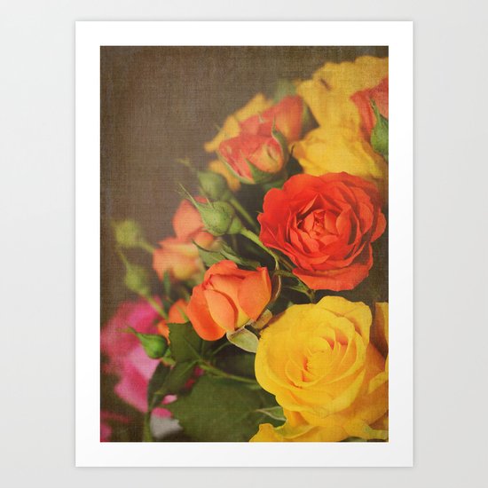 Textured Roses Art Print