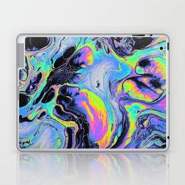 Psychedelic Blacken Multicolored Liquid Marble Pattern - Gift for Melodic Art Lovers Laptop Skin