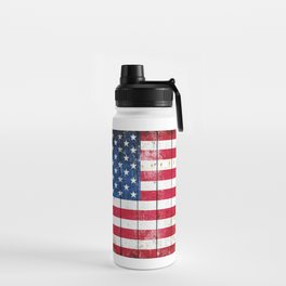 Distressed American Flag On Wood Planks - Horizontal Water Bottle | Murica, Patrioticgifts, Americanflag, Patrioticart, Americana, Oldwood, Redwhiteandblue, Graphicdesign 