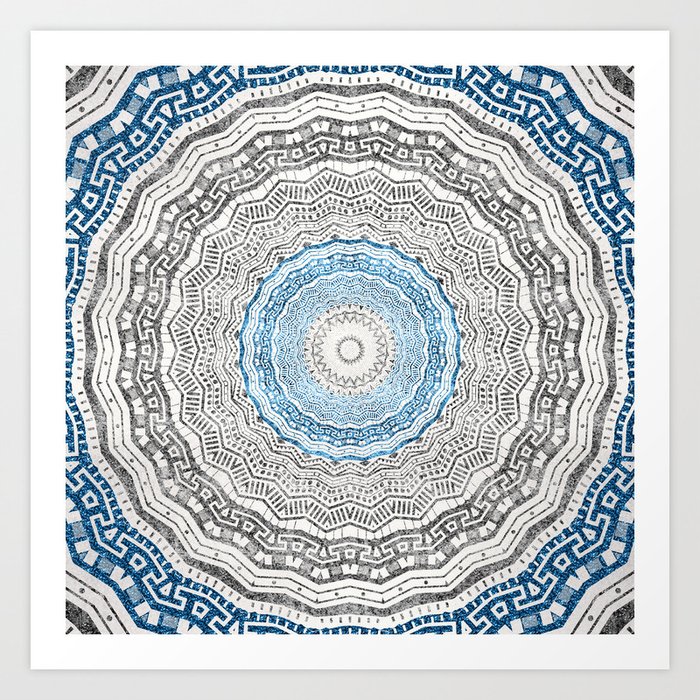 Geometric Mandala with Glitters Art Print