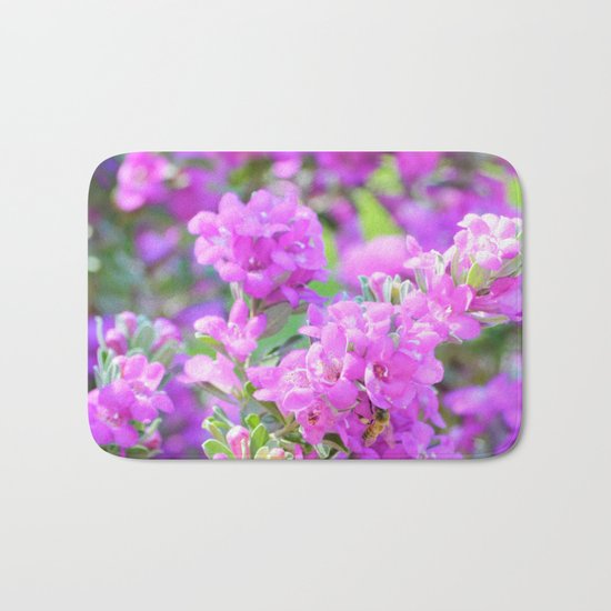 Purple Flowers in the Garden/ Floral/ Summer Sun Bath Mat