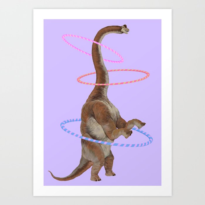 Brachiosaurus the Hula Hoops Dancer in Purple Art Print