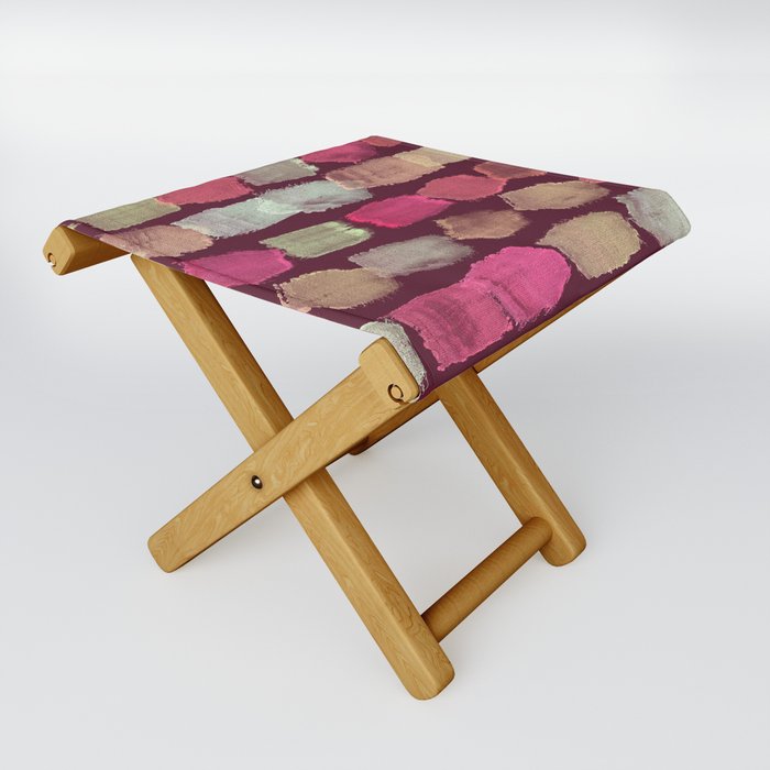 Beautifully Broken II - pink gray chestnut ochre gray fuchsia Folding Stool