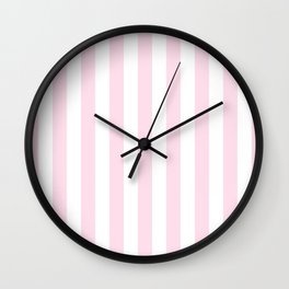 Simple Pink and White stripes, vertical Wall Clock