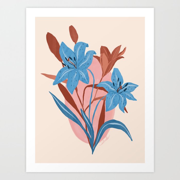 Blue Lilies Art Print
