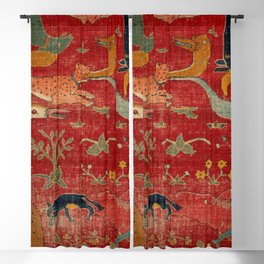 Animal Grotesques Mughal Carpet Fragment Digital Painting Blackout Curtains