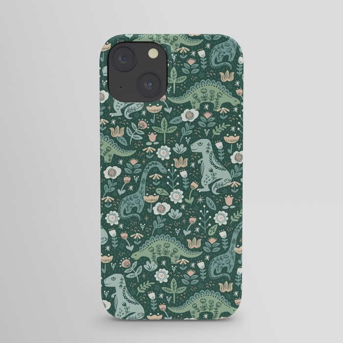 Folk Floral Dinosaur iPhone Case