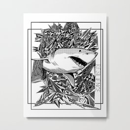 Take Shark Metal Print | Pop Art, Wildlife, Shark, Sharks, Comic, Typography, Black And White, Graphite, Street Art, Digital 