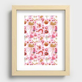 Cute Modern Romantic Valentine Pattern Recessed Framed Print