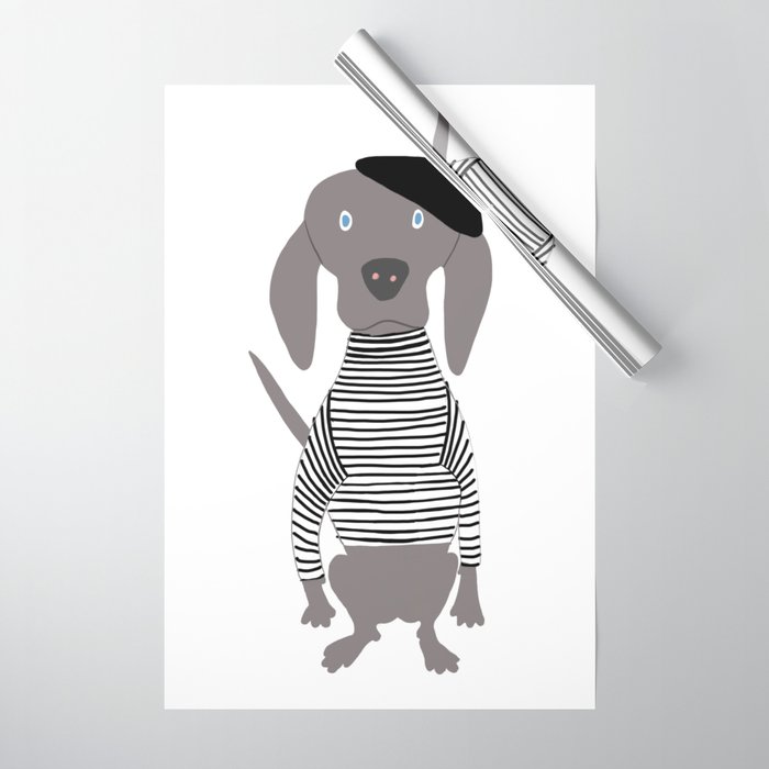 French Weim as Mime Grey Ghost Weimaraner Dog Hand painted Pet