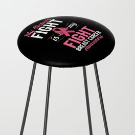 Breast Cancer Ribbon Awareness Pink Quote Counter Stool