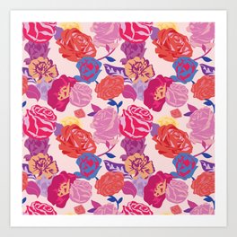 Pink aesthetic floral pattern Art Print