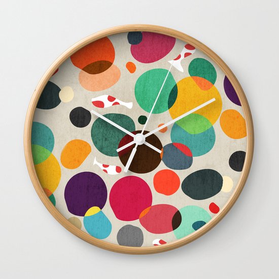 Lotus in koi pond Wall Clock