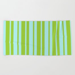 [ Thumbnail: Green and Turquoise Colored Stripes Pattern Beach Towel ]