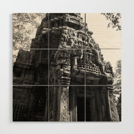Angkor Thom, Siem Reap 3 - Black and White Wood Wall Art