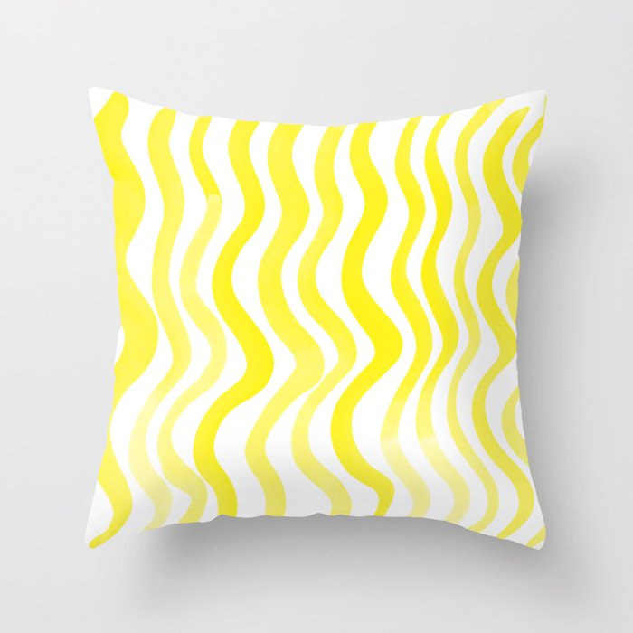Wavy lines - lemon yellow Throw Pillow