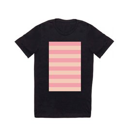 Stripe Very Soft Light Orange and Very Soft Rosy Red Lines T Shirt