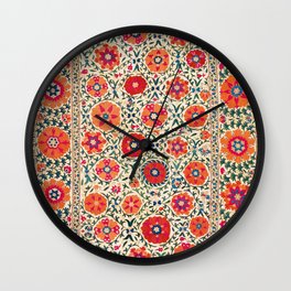 Kermina Suzani Uzbekistan Embroidery Print Wall Clock