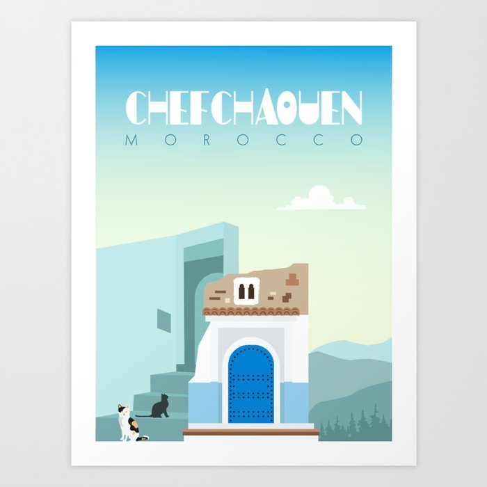 Chefchaouen city Poster, Morocco travel poster, morocco landmark, Visit morocco Art Print